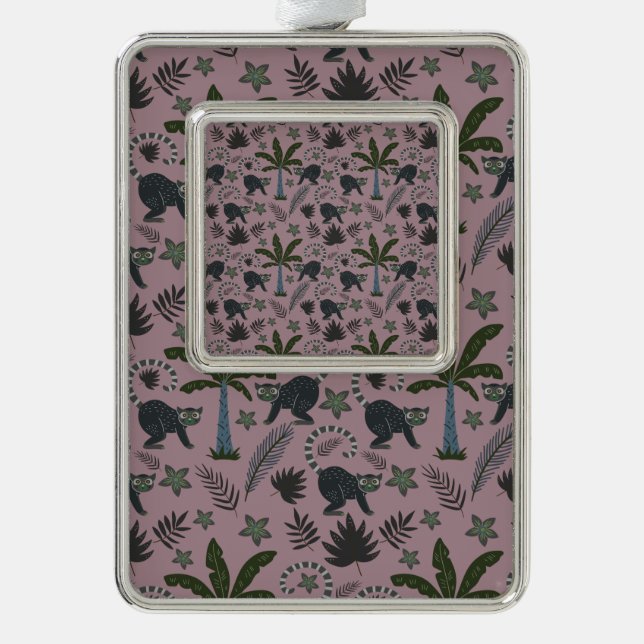 Seamless pattern Tropical animals monkey jumping Silver Plated Framed Ornament (Front)