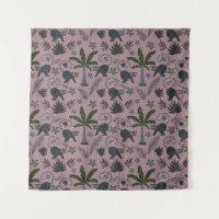 Seamless pattern Tropical animals monkey jumping