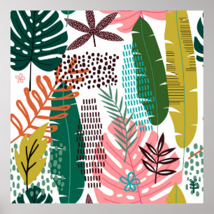 Seamless pattern tropical background with Monstera Poster