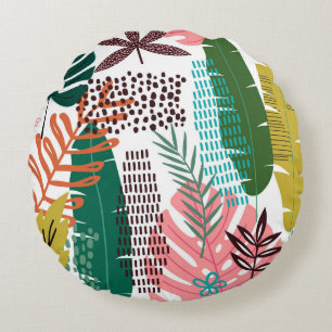 Seamless pattern tropical background with Monstera Round Cushion