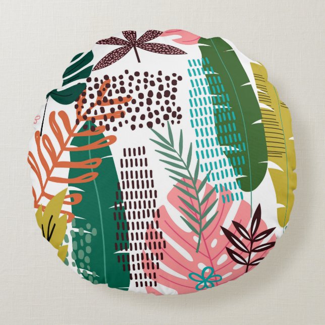 Seamless pattern tropical background with Monstera Round Cushion (Front)