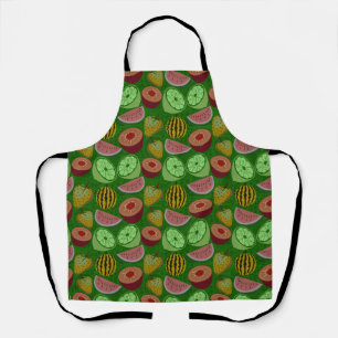 Seamless pattern tropical fruit & green background apron