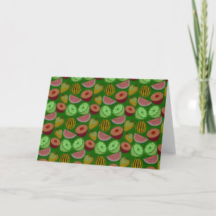 Seamless pattern tropical fruit & green background card