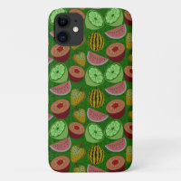 Seamless pattern tropical fruit & green background
