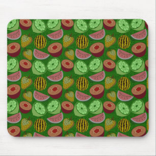 Seamless pattern tropical fruit & green background mouse pad