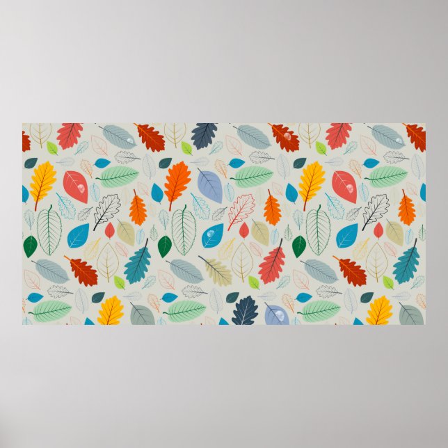 Seamless Pattern - vintage Autumn Leaves Illustrat Poster (Front)