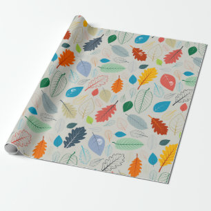 Seamless Pattern - vintage Autumn Leaves Illustrat Wrapping Paper