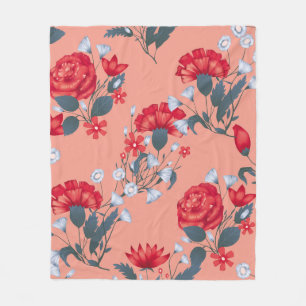 Seamless pattern vintage floral design with roses. fleece blanket