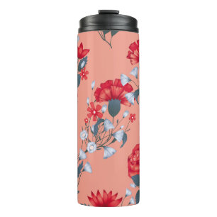 Seamless pattern vintage floral design with roses. thermal tumbler