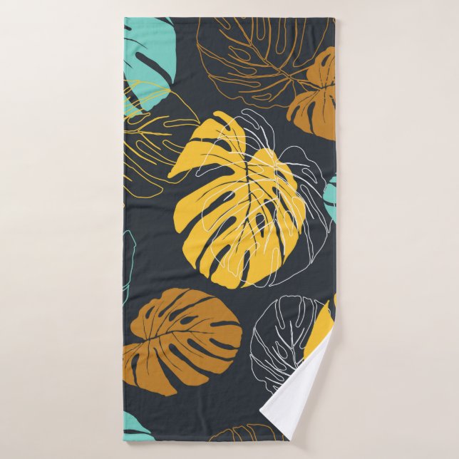 seamless pattern wallpaper of tropical leaf  bath towel (Bath Towel)