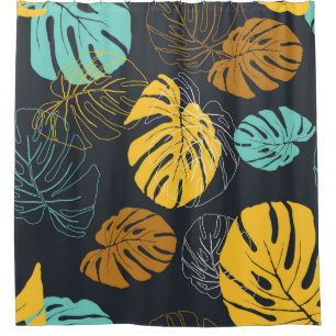 seamless pattern wallpaper of tropical leaf shower curtain