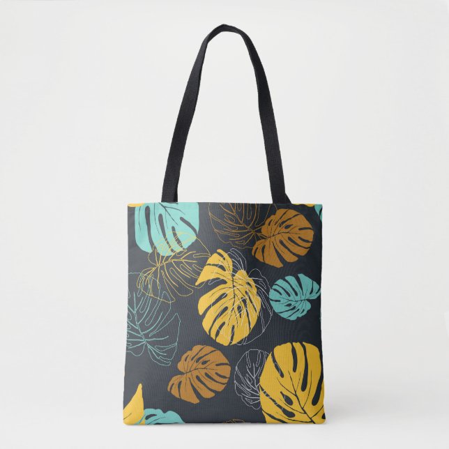 seamless pattern wallpaper of tropical leaf  tote bag (Front)