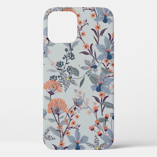 Seamless Pattern wild flowers, Isolated on blue co Case-Mate iPhone Case (Back)