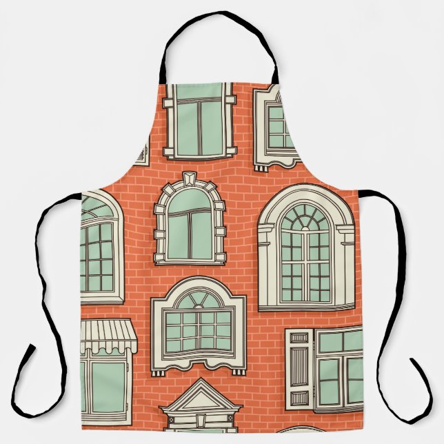 Seamless pattern with a vintage windows.  apron (Front)