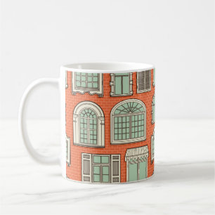 Seamless pattern with a vintage windows. coffee mug