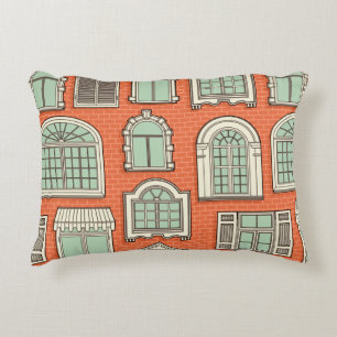 Seamless pattern with a vintage windows. decorative cushion