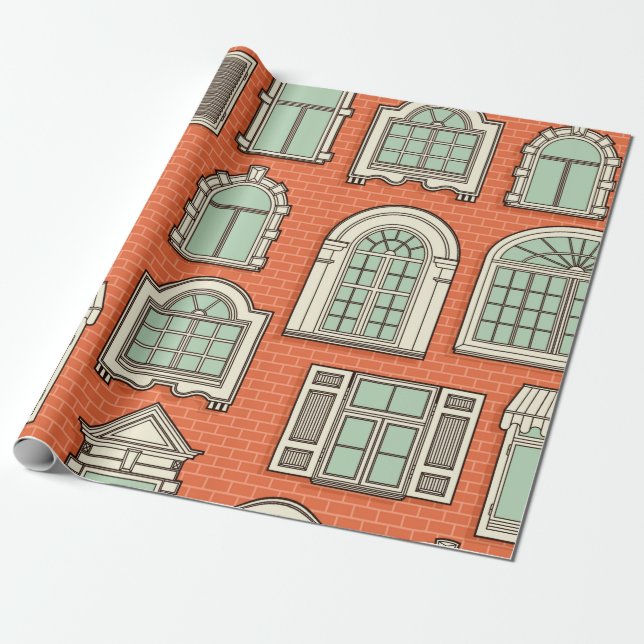 Seamless pattern with a vintage windows.  wrapping paper (Unrolled)