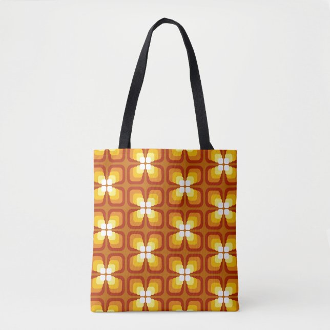 Seamless pattern with abstract floral elements and tote bag (Front)