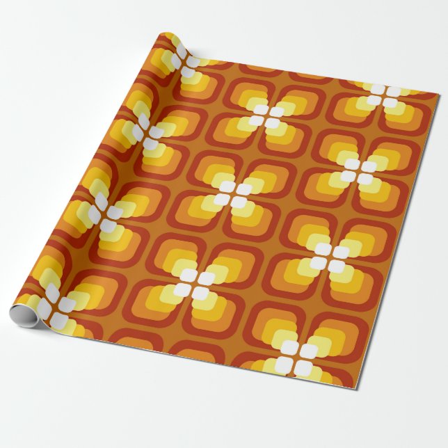 Seamless pattern with abstract floral elements and wrapping paper (Unrolled)