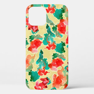 Seamless pattern with Abstract flowers drawn by a iPhone 12 Case
