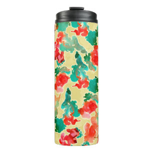 Seamless pattern with Abstract flowers drawn by a Thermal Tumbler