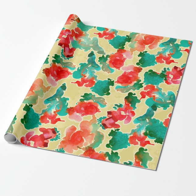 Seamless pattern with Abstract flowers drawn by a  Wrapping Paper (Unrolled)