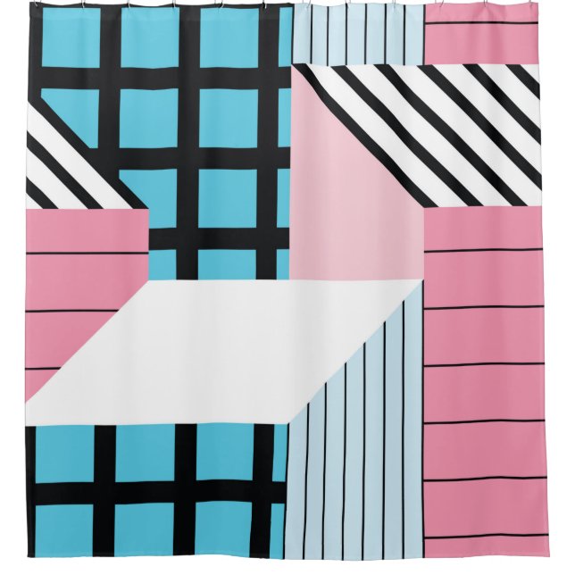 Seamless pattern with abstract geometric shapes shower curtain (Front)