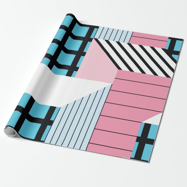 Seamless pattern with abstract geometric shapes wrapping paper (Unrolled)