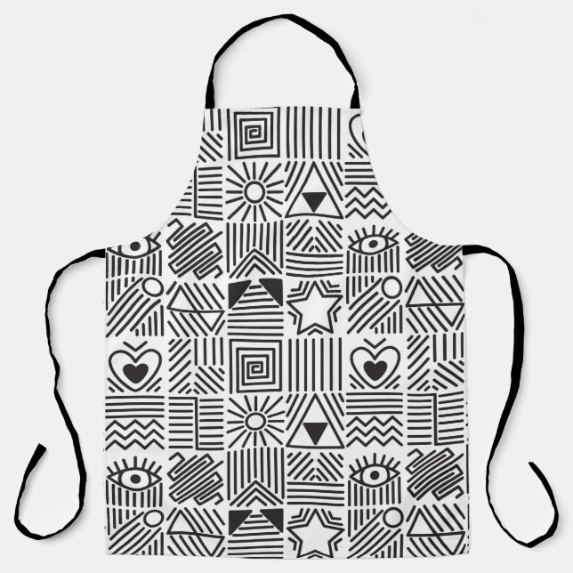 Seamless pattern with abstract line art mosaic in  apron (Front)