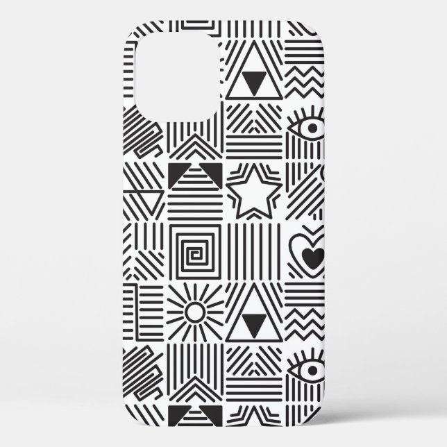 Seamless pattern with abstract line art mosaic in  Case-Mate iPhone case (Back)