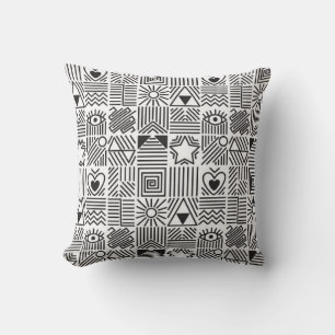 Seamless pattern with abstract line art mosaic in cushion