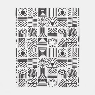 Seamless pattern with abstract line art mosaic in fleece blanket
