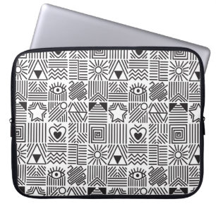 Seamless pattern with abstract line art mosaic in laptop sleeve