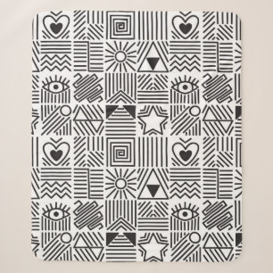 Seamless pattern with abstract line art mosaic in sherpa blanket