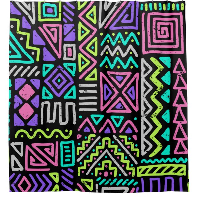  seamless pattern with abstract lines. geometric a shower curtain (Front)