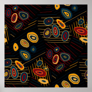 Seamless pattern with abstract modern doodles. Bri Poster