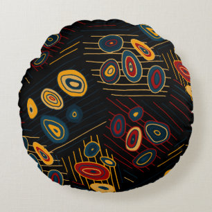 Seamless pattern with abstract modern doodles. Bri Round Cushion