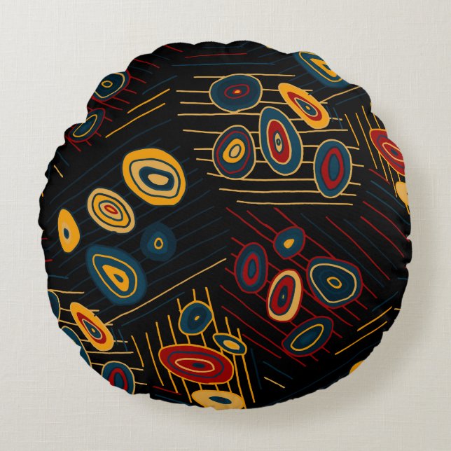 Seamless pattern with abstract modern doodles. Bri Round Cushion (Front)
