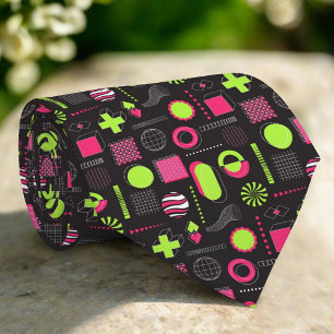 Seamless Pattern With Acid Neon Green And Pink Tie