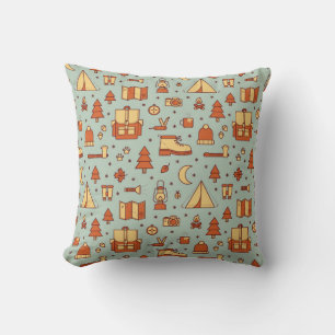 Seamless pattern with adventure travel icons.  cushion