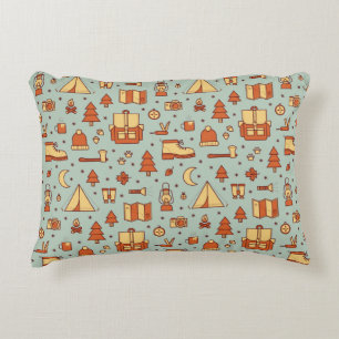 Seamless pattern with adventure travel icons.  decorative cushion