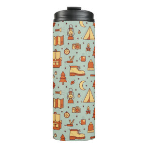 Seamless pattern with adventure travel icons.  thermal tumbler