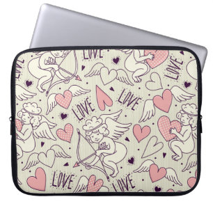 Seamless pattern with angels. Valentine's Day. Lov Laptop Sleeve