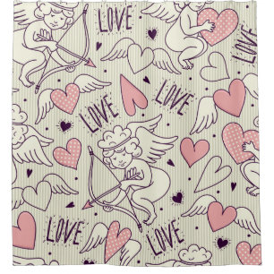 Seamless pattern with angels. Valentine's Day. Lov Shower Curtain