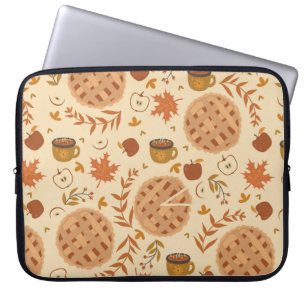 Seamless pattern with apple pie, apples and mugs. laptop sleeve