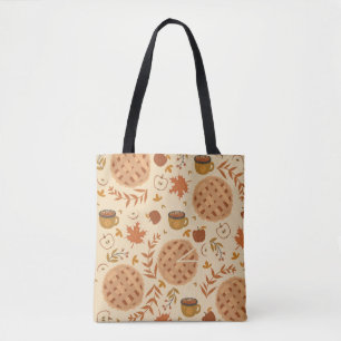 Seamless pattern with apple pie, apples and mugs.  tote bag