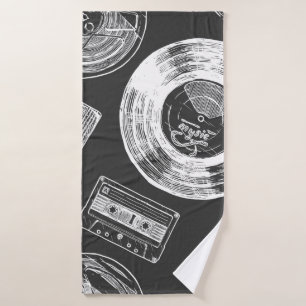 Seamless pattern with Audio and video carriers. Vi Bath Towel