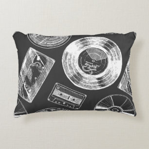 Seamless pattern with Audio and video carriers. Vi Decorative Cushion