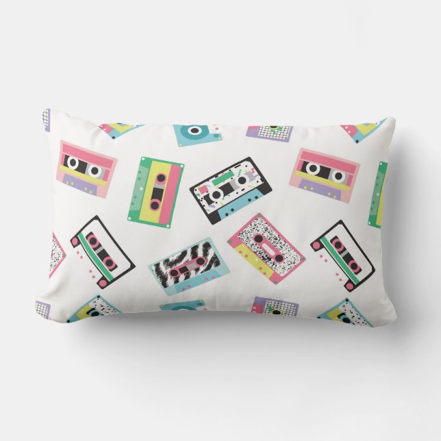 Seamless pattern with audio tapes in retro 80s sty lumbar cushion (Front)
