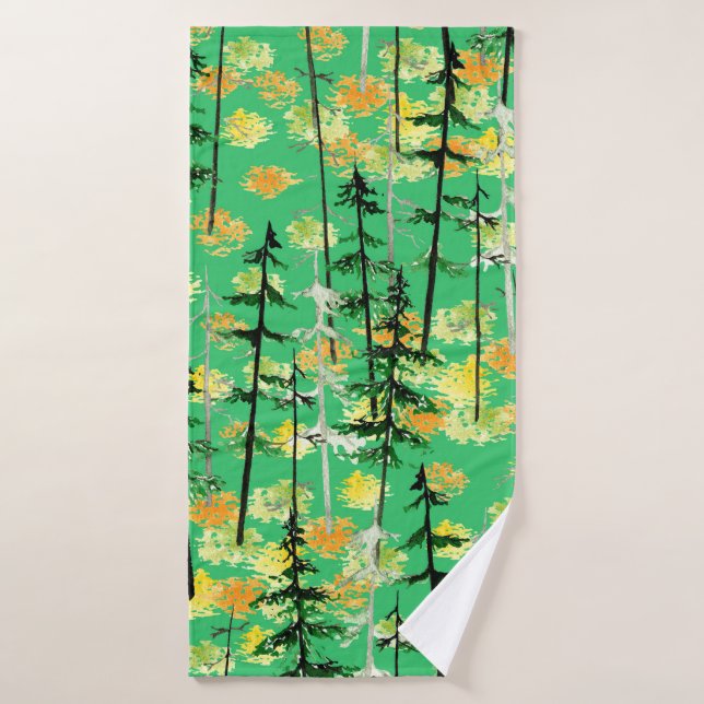Seamless pattern with autumn forest bath towel (Bath Towel)